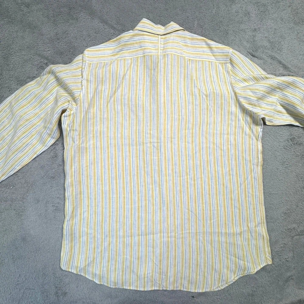 Banana Republic Mens XL Striped 100%‎ Linen Long Sleeve Button Up Shirt NWT!